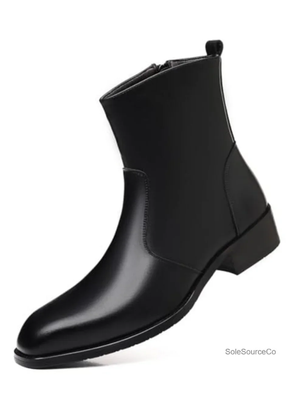 Men's Chelsea Boots Faux Leather Side Zipper Ankle Business Dress Boots